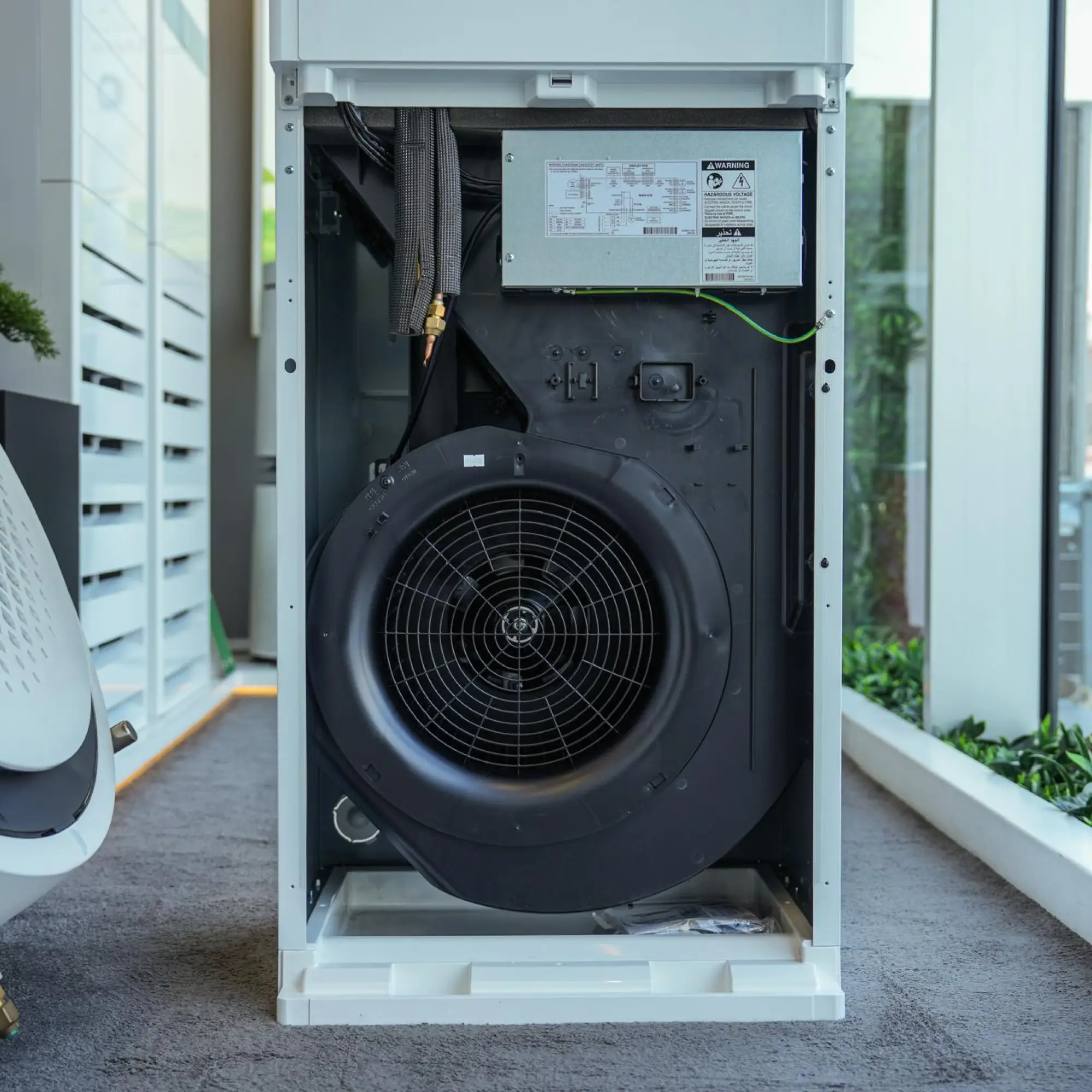 Photo of 3 Ton LG Floor-Standing Split Air Conditioner (Inverter), Model APNW36GT3EA, featuring 6 Steps I-Control Ampere, Tropical T3 Compressor, and Fast Cooling & Heating.