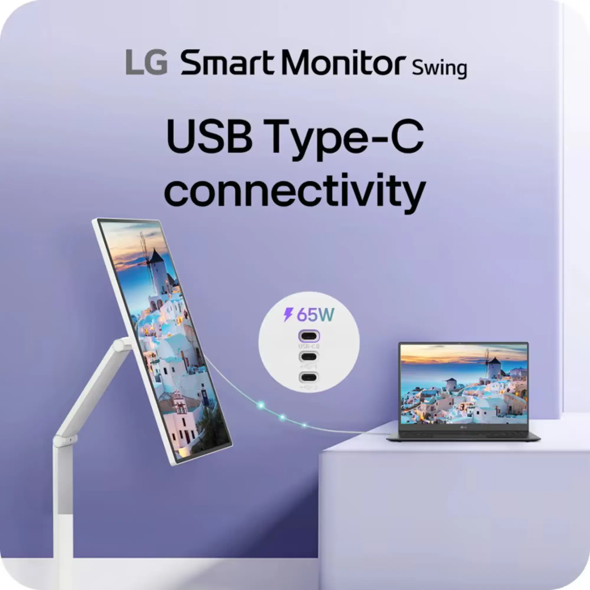 Photo of شاشة إل جي ألترا وايد 32 إنش Smart Monitor Swing - موديل 32U889SA-W