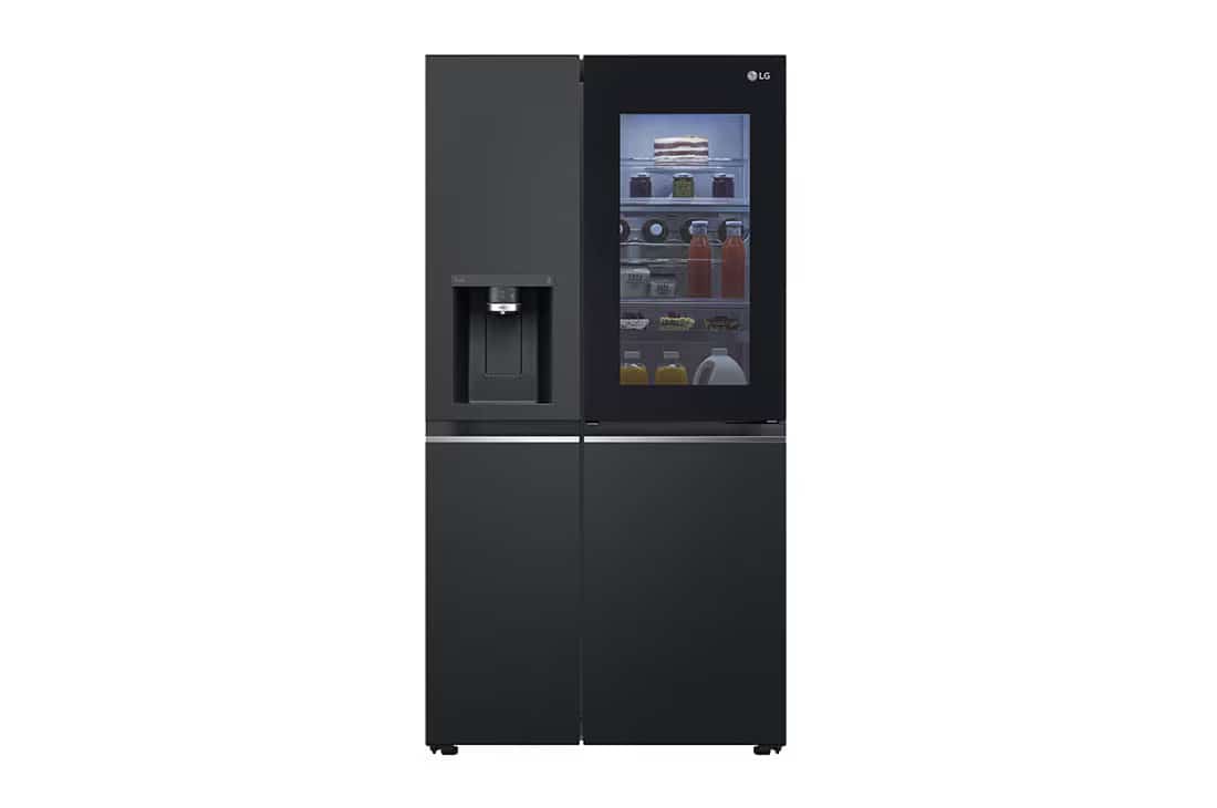 Photo of LG InstaView™ ThinQ™ 617L Side by Side Refrigerator, UVnano™, LINEARCooling™, ThinQ™ in Essence Black Steel