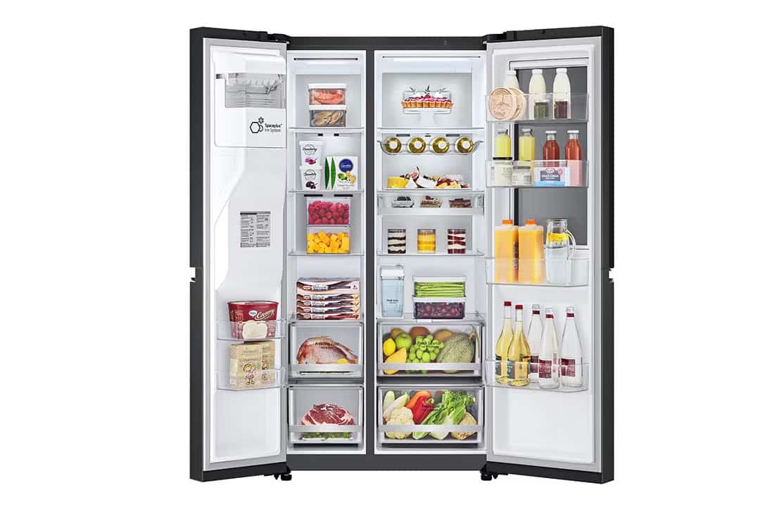 Photo of LG InstaView™ ThinQ™ 617L Side by Side Refrigerator, UVnano™, LINEARCooling™, ThinQ™ in Essence Black Steel