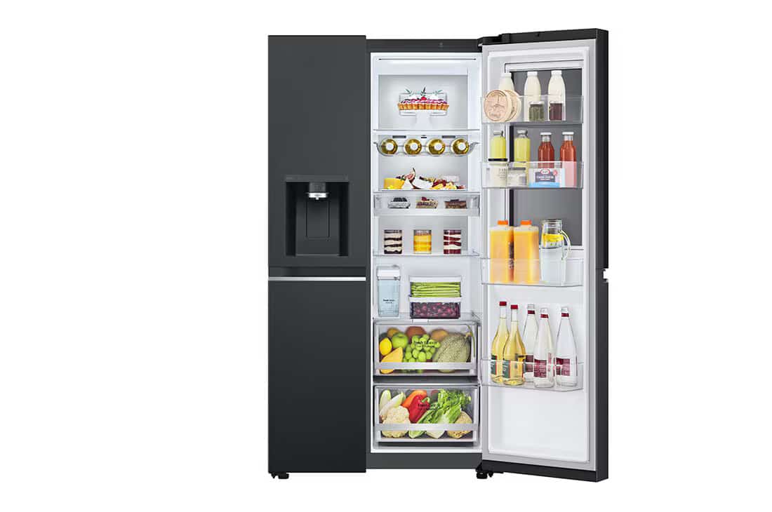 Photo of LG InstaView™ ThinQ™ 617L Side by Side Refrigerator, UVnano™, LINEARCooling™, ThinQ™ in Essence Black Steel