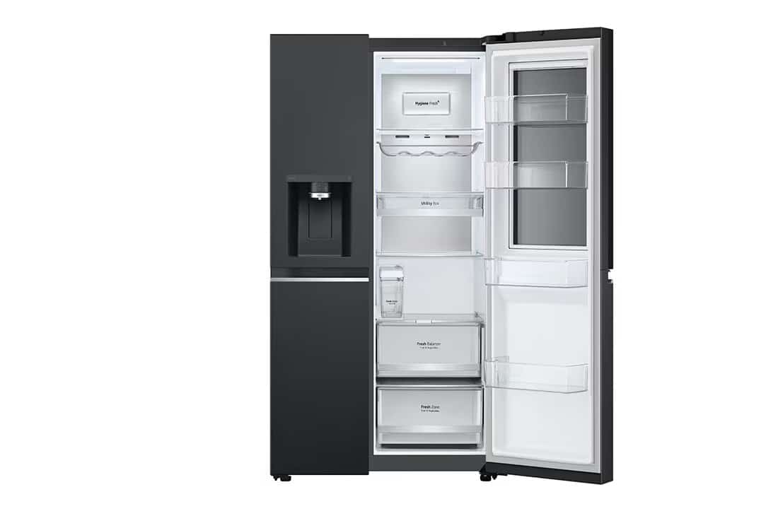 Photo of LG InstaView™ ThinQ™ 617L Side by Side Refrigerator, UVnano™, LINEARCooling™, ThinQ™ in Essence Black Steel