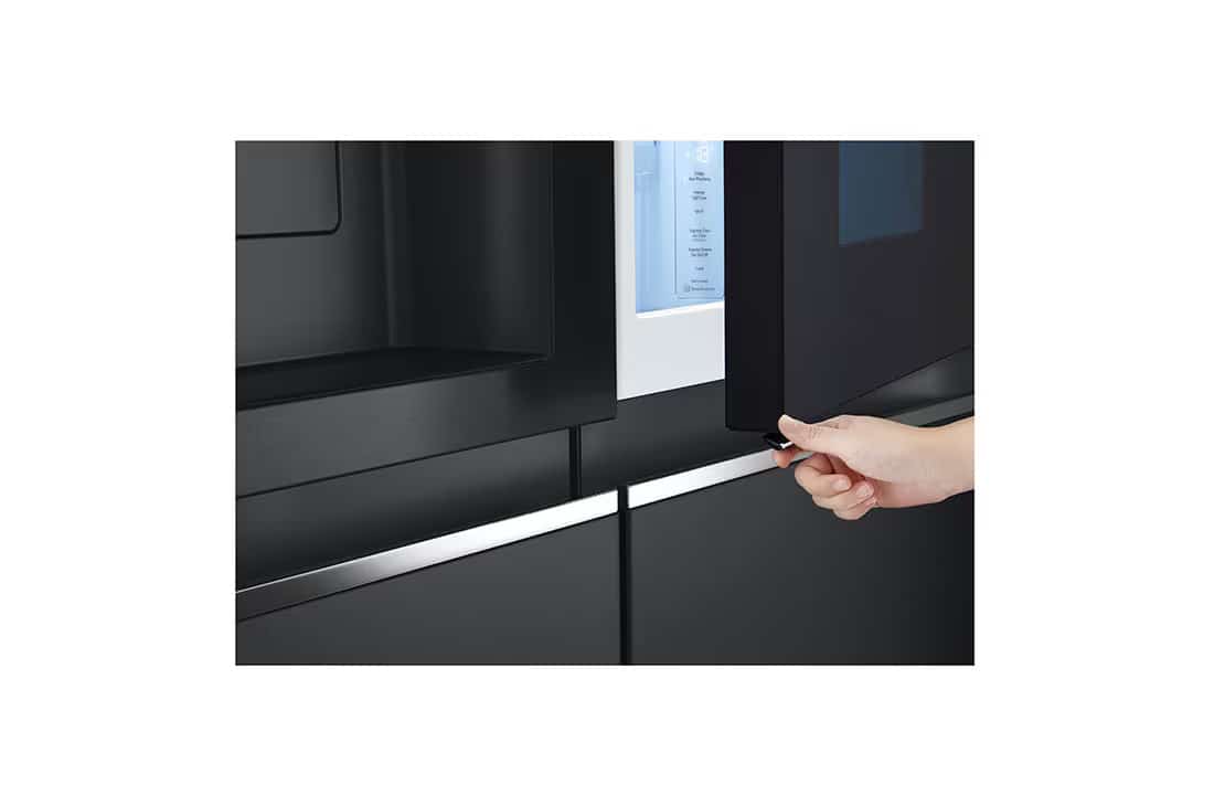 Photo of LG InstaView™ ThinQ™ 617L Side by Side Refrigerator, UVnano™, LINEARCooling™, ThinQ™ in Essence Black Steel