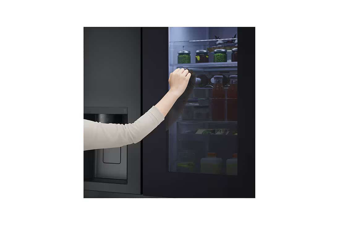 Photo of LG InstaView™ ThinQ™ 617L Side by Side Refrigerator, UVnano™, LINEARCooling™, ThinQ™ in Essence Black Steel