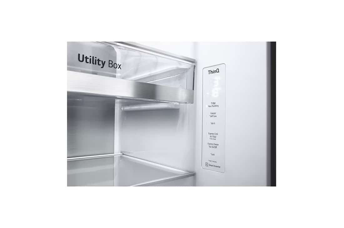 Photo of LG InstaView™ ThinQ™ 617L Side by Side Refrigerator, UVnano™, LINEARCooling™, ThinQ™ in Essence Black Steel