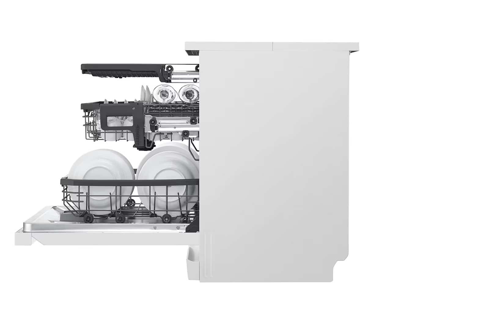 Photo of غسالة صحون إل جي بالبخار ™QuadWash ، لون فضي بلاتيني, 14 طقم، تقنية EasyRack™ Plus، محرك الدفع المباشر، تقنية ThinQ