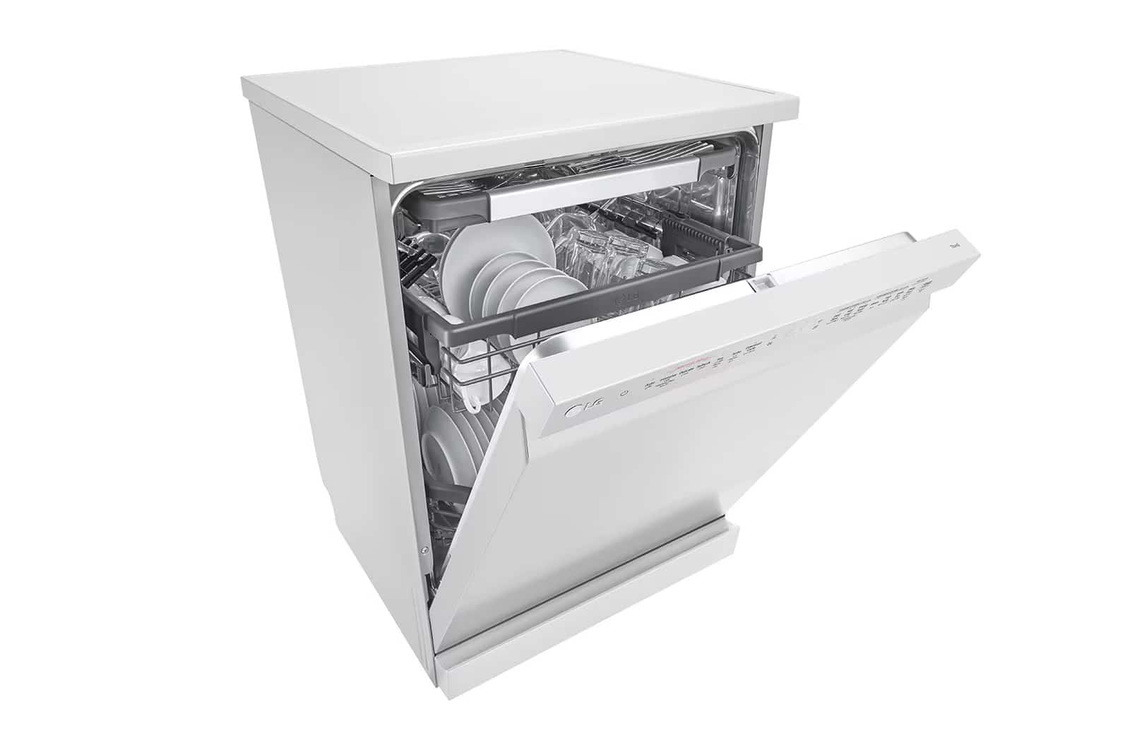 Photo of غسالة صحون إل جي بالبخار ™QuadWash ، لون فضي بلاتيني, 14 طقم، تقنية EasyRack™ Plus، محرك الدفع المباشر، تقنية ThinQ