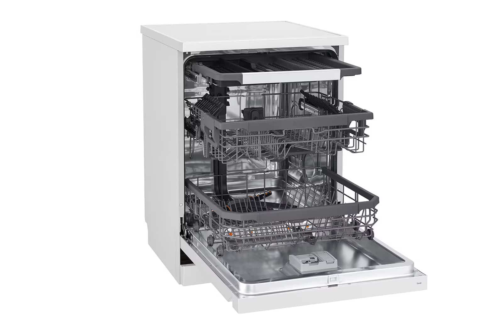 Photo of غسالة صحون إل جي بالبخار ™QuadWash ، لون فضي بلاتيني, 14 طقم، تقنية EasyRack™ Plus، محرك الدفع المباشر، تقنية ThinQ