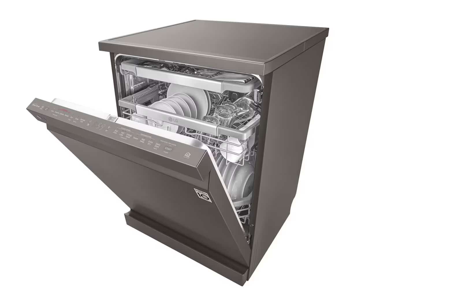 Photo of غسالة صحون إل جي بالبخار ™QuadWash ،إعداد المكان14، تقنية EasyRack™ Plus ، محرك الدفع المباشر، تقنية ThinQ, لون أسود ستانلستيل