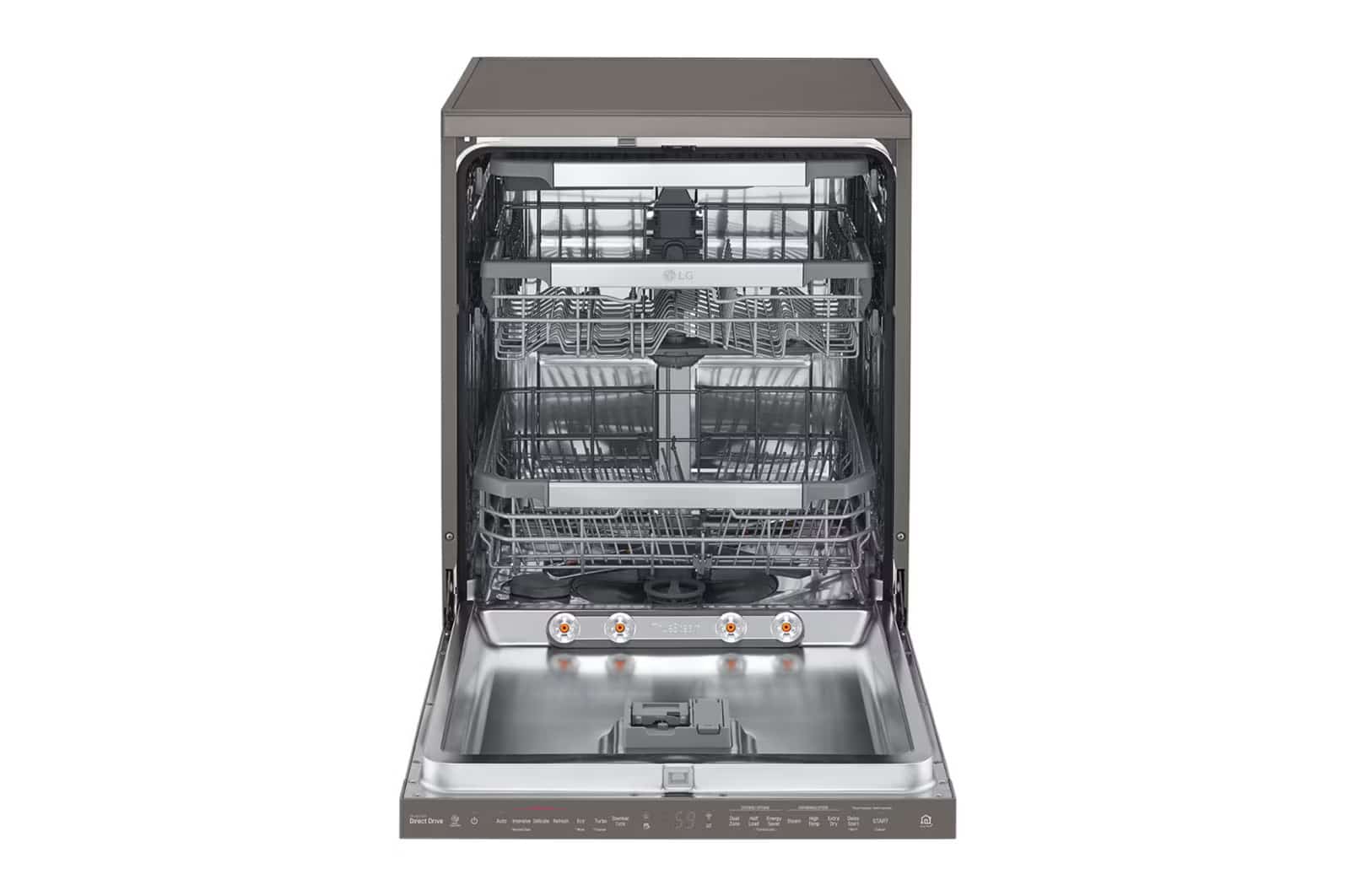 Photo of غسالة صحون إل جي بالبخار ™QuadWash ،إعداد المكان14، تقنية EasyRack™ Plus ، محرك الدفع المباشر، تقنية ThinQ, لون أسود ستانلستيل