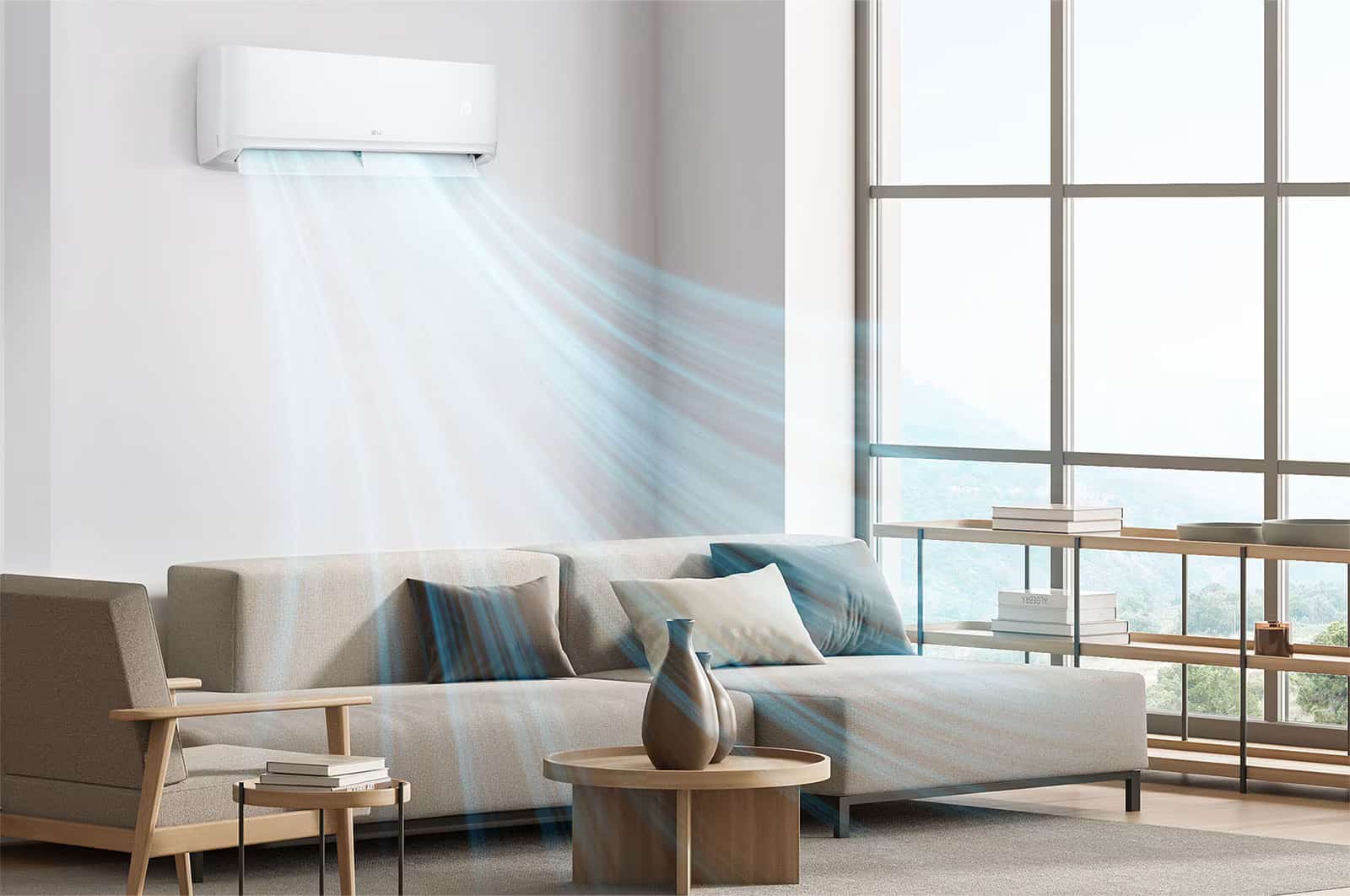 Photo of مكيّف هواء LG جداري سعة 1.5 طن(ON/OFF)، تبريد سريع، استشعار مزدوج، تشغيل ذكي، تقنية ™Goldfin مضادة للتآكل ، إعادة تشغيل تلقائية، مؤشر LED (تبرید فقط)