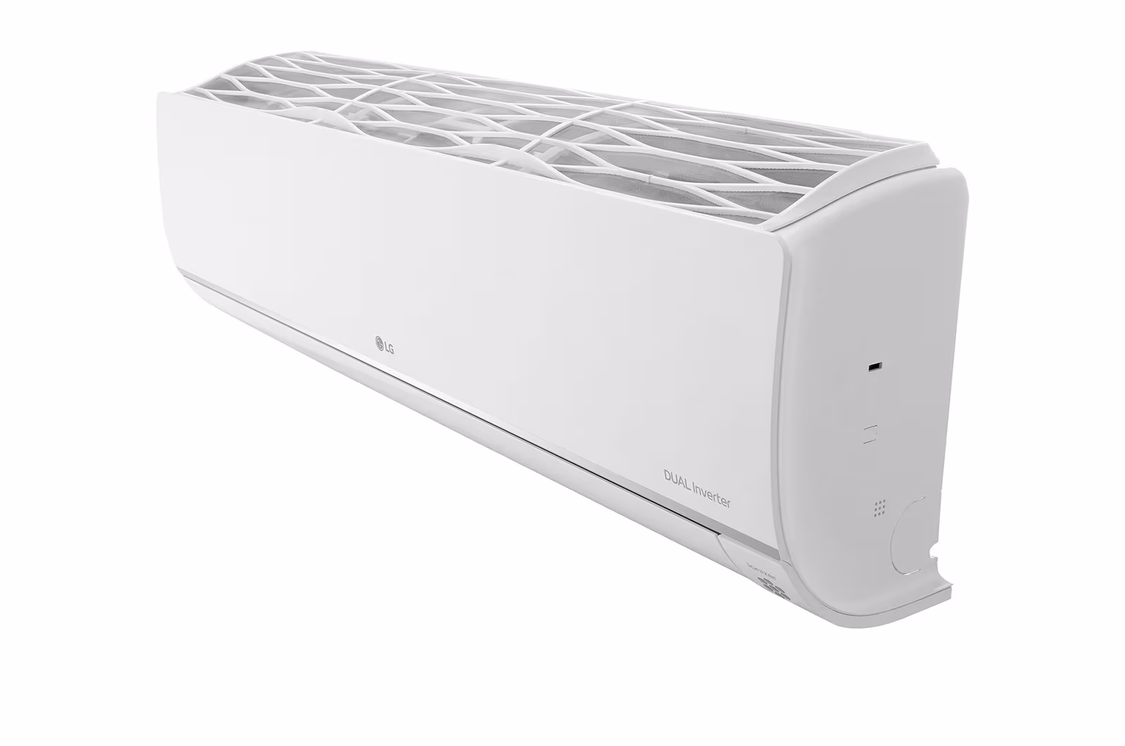 Photo of LG wall splitter in white, 1.5 tons, with six levels of amp control and automatic control of low power consumption.