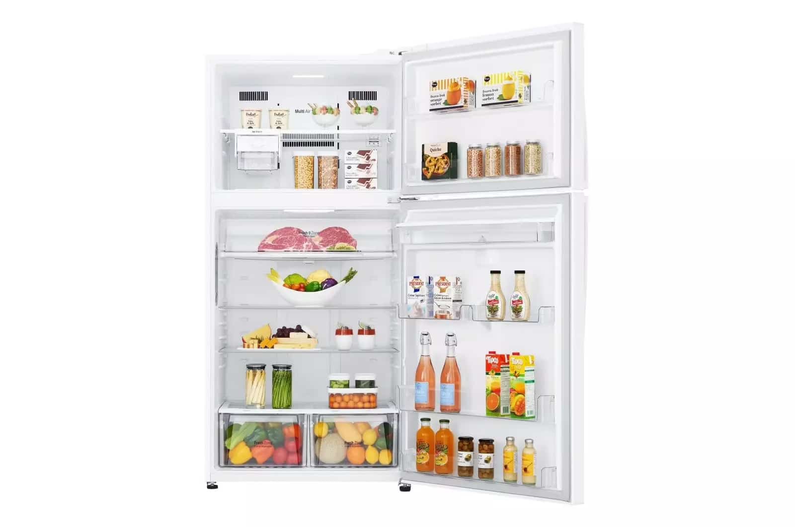 Photo of Top-freezer refrigerator, total capacity of 630 liters, inverter linear compressor, door-to-door cooling, and Hygiene FRESH+™ technology, platinum silver color
