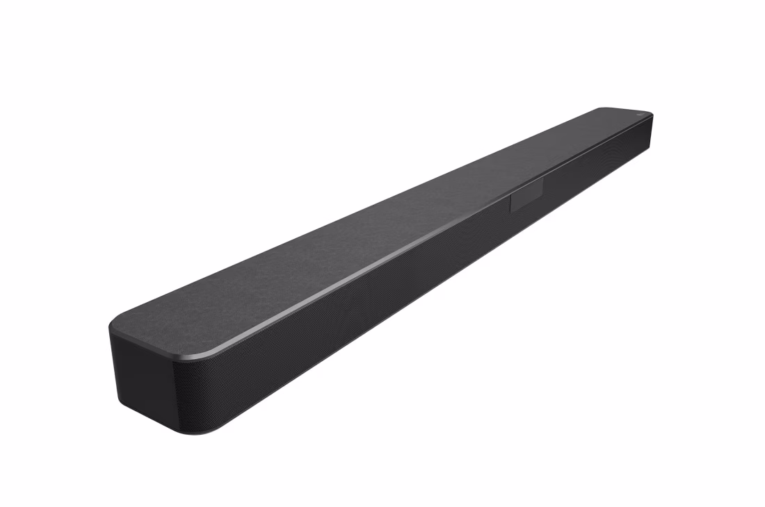 Photo of LG speakers, 400W 2.1ch, DTS Virtual:X and AI Sound Pro technologies.