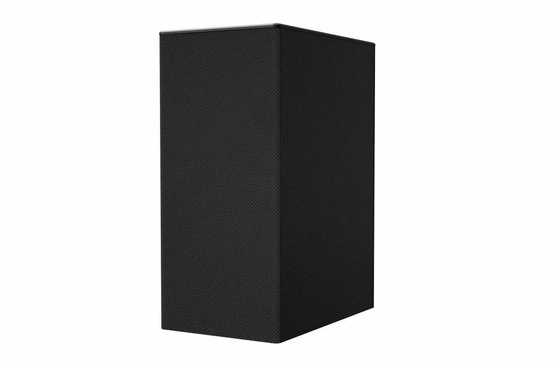 Photo of LG speakers, 400W 2.1ch, DTS Virtual:X and AI Sound Pro technologies.