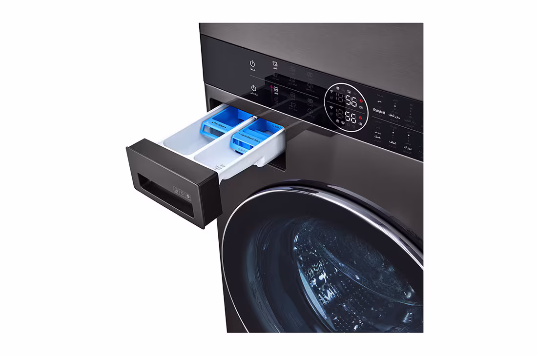 Photo of Single Unit Front Load 17/16kg LG WashTower™ with Centre Control™, Black Steel Color