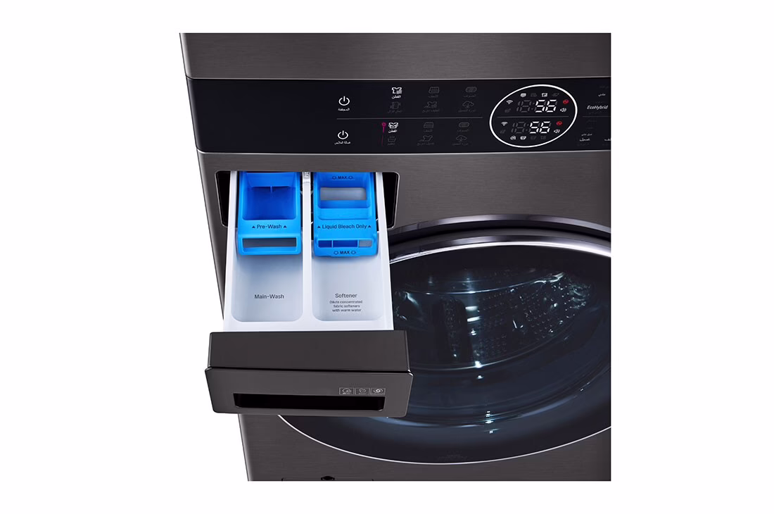 Photo of Single Unit Front Load 17/16kg LG WashTower™ with Centre Control™, Black Steel Color