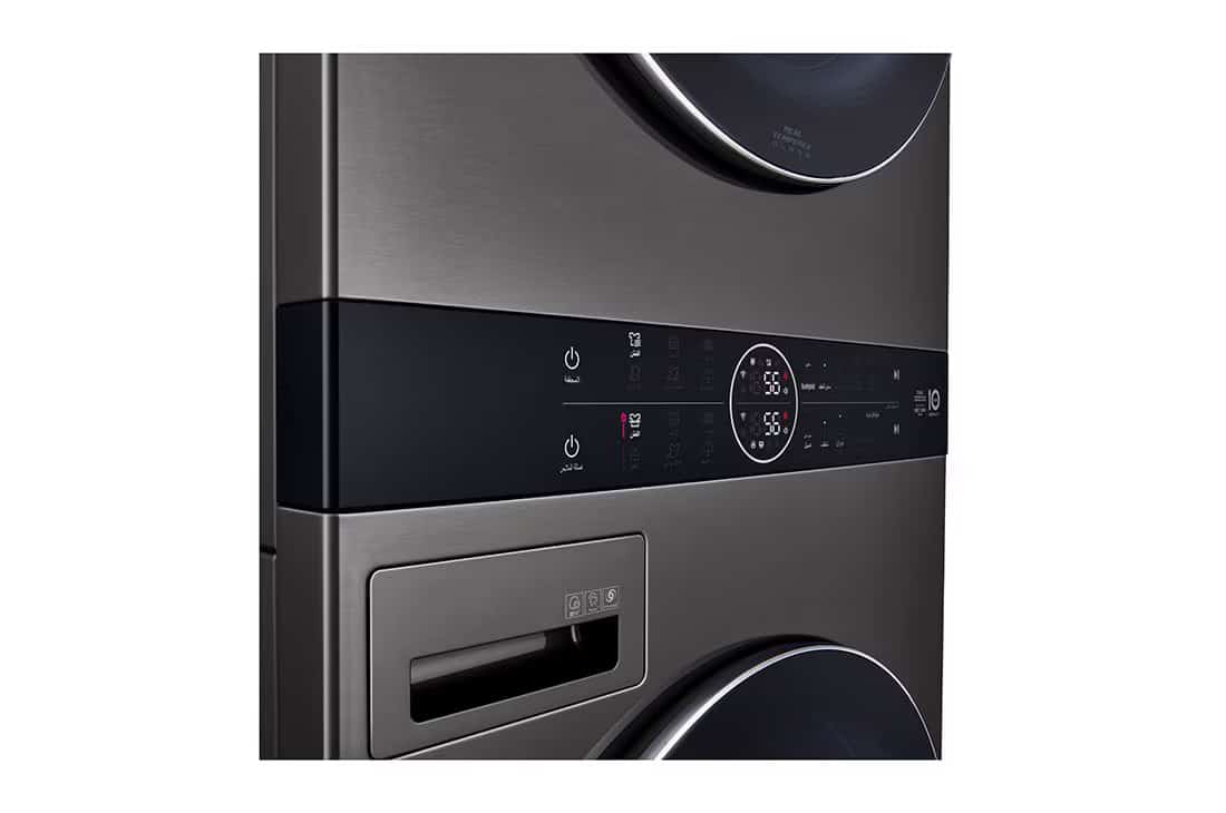 Photo of Single Unit Front Load 17/16kg LG WashTower™ with Centre Control™, Black Steel Color