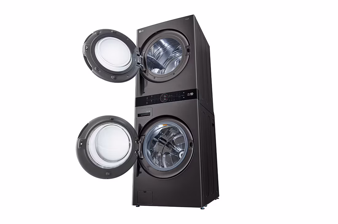 Photo of Single Unit Front Load 17/16kg LG WashTower™ with Centre Control™, Black Steel Color