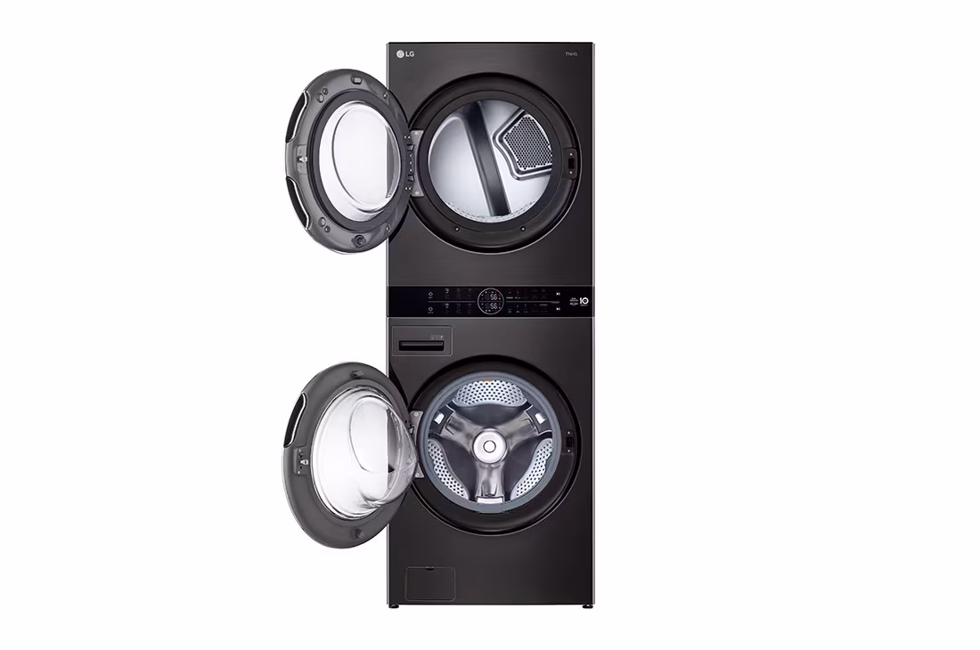 Photo of Single Unit Front Load 21/16kg LG WashTower™ with Centre Control™, Black Steel color
