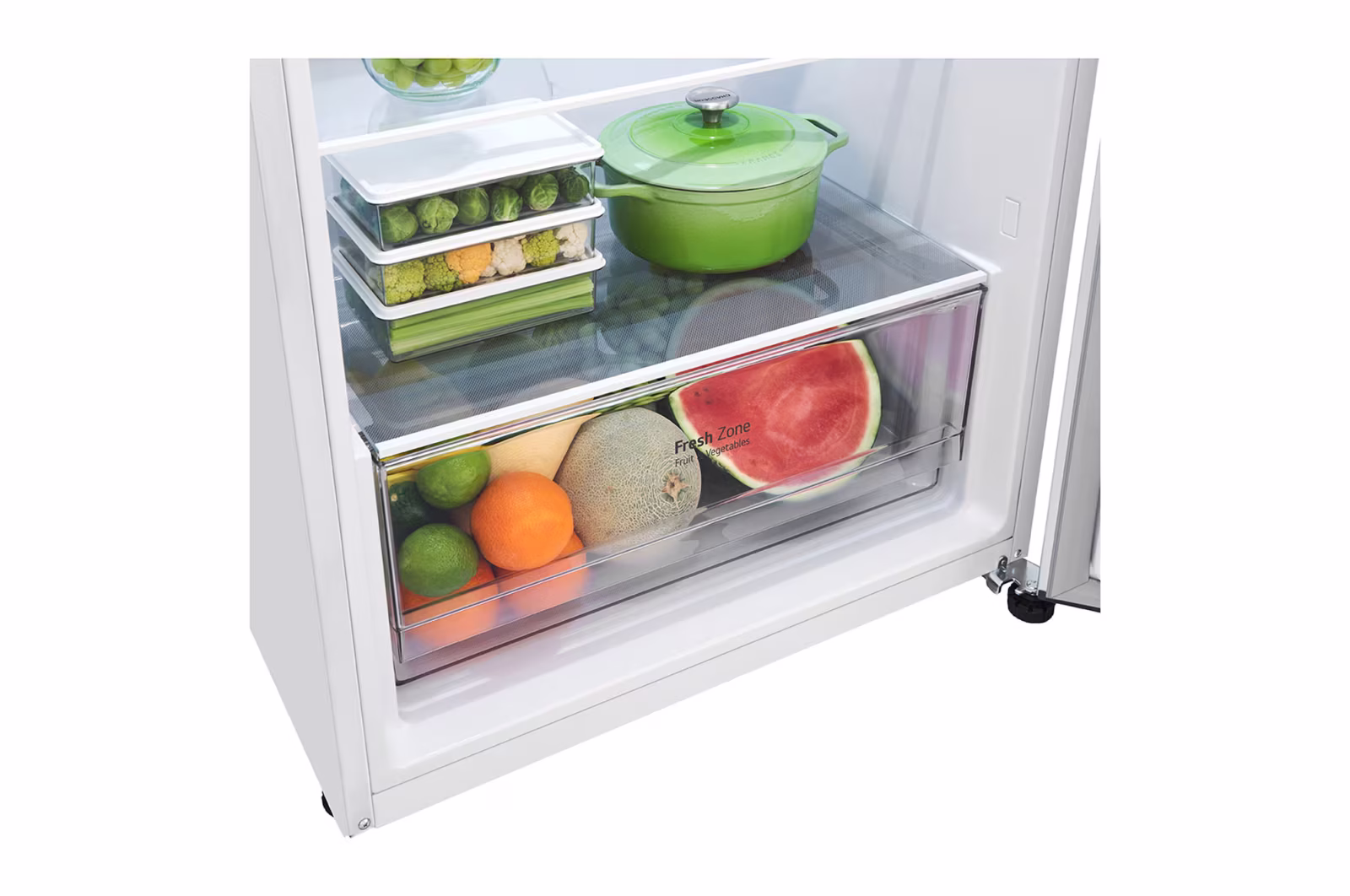 Photo of ساردکەرەوەی بەشی سەرەوەی بەستەر (Top freezer)، بە قەبارەی گشتی 423 لیتر، مەکینەی ئینڤێرتەری زیرەک (Smart Inverter™)، ڕەنگی سپی.