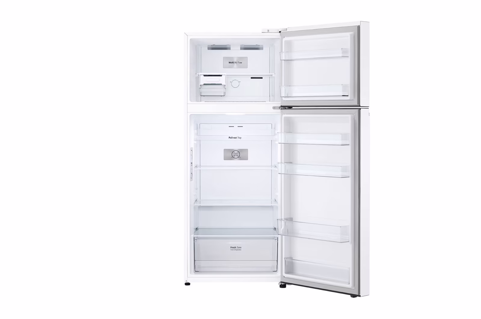Photo of ساردکەرەوەی بەشی سەرەوەی بەستەر (Top freezer)، بە قەبارەی گشتی 423 لیتر، مەکینەی ئینڤێرتەری زیرەک (Smart Inverter™)، ڕەنگی سپی.