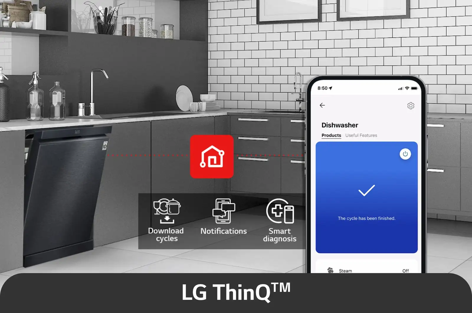 Photo of LG Dishwasher DFC237HMS, 14 Place Settings, Matt Black, with QuadWash™ and TrueSteam™ Technology