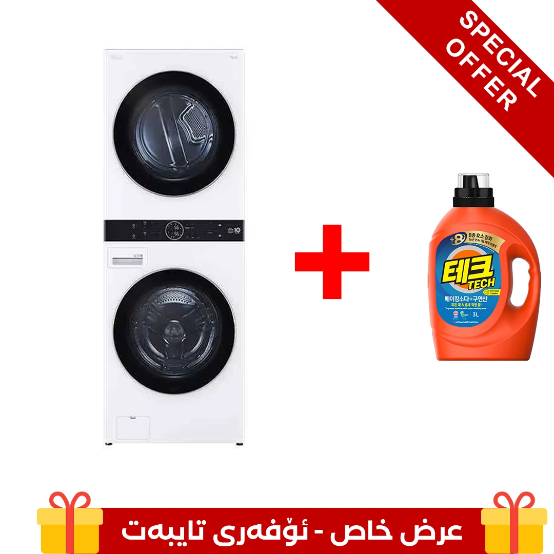 Photo of غسالة ونشافة تحميل أمامي ™LG WashTower مع لوحة تحكم مركزية ، لون أبیض، 21 كجم غسالة و 16 كجم نشافة