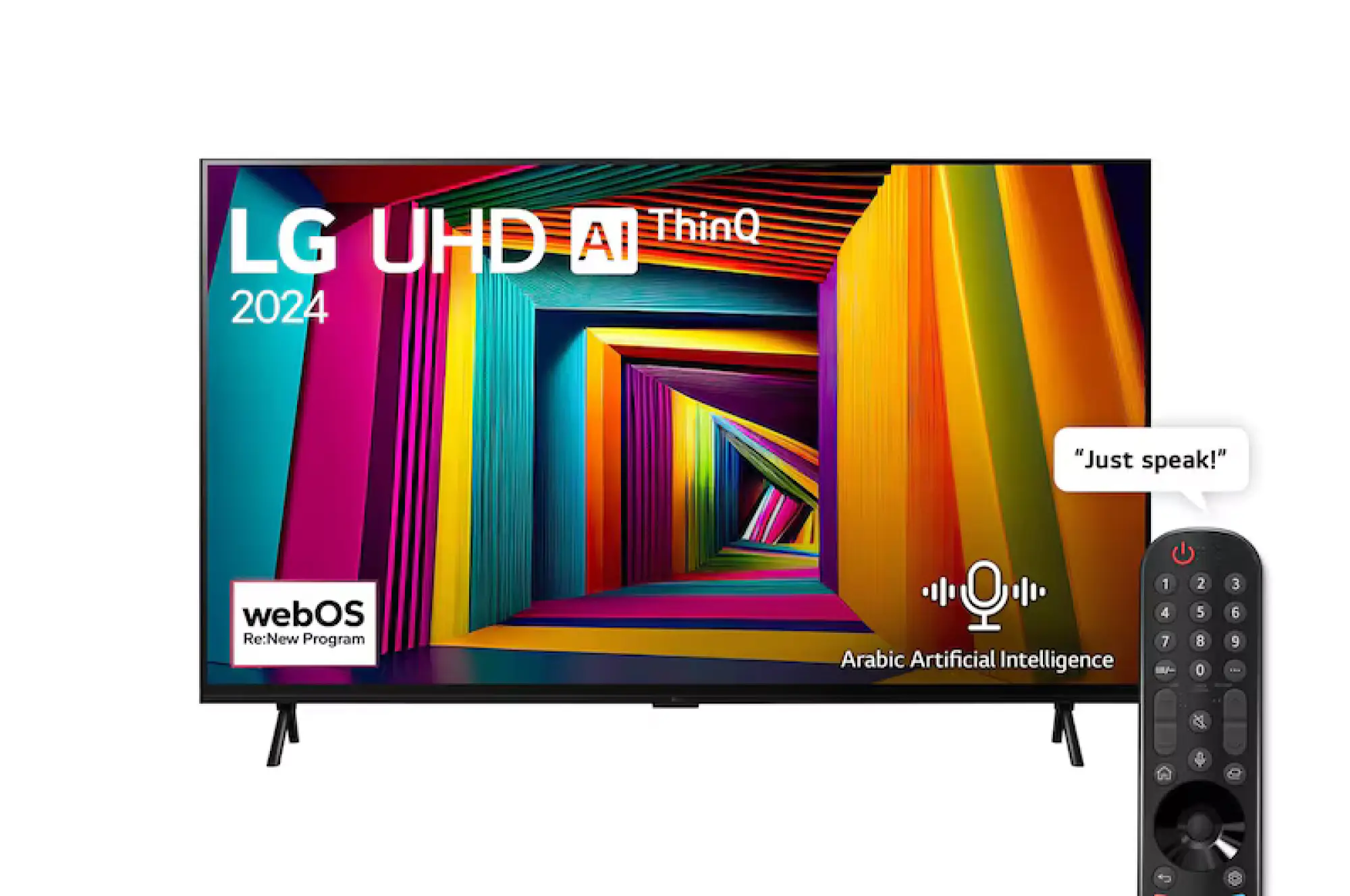 Photo of تلفزيون LG UHD AI UT90 4K الذكي مقاس 98 بوصة المدعوم بجهاز التحكم AI Magic remote وميزة HDR10 وواجهة webOS24 طراز 98UT90006LA عام (2024)