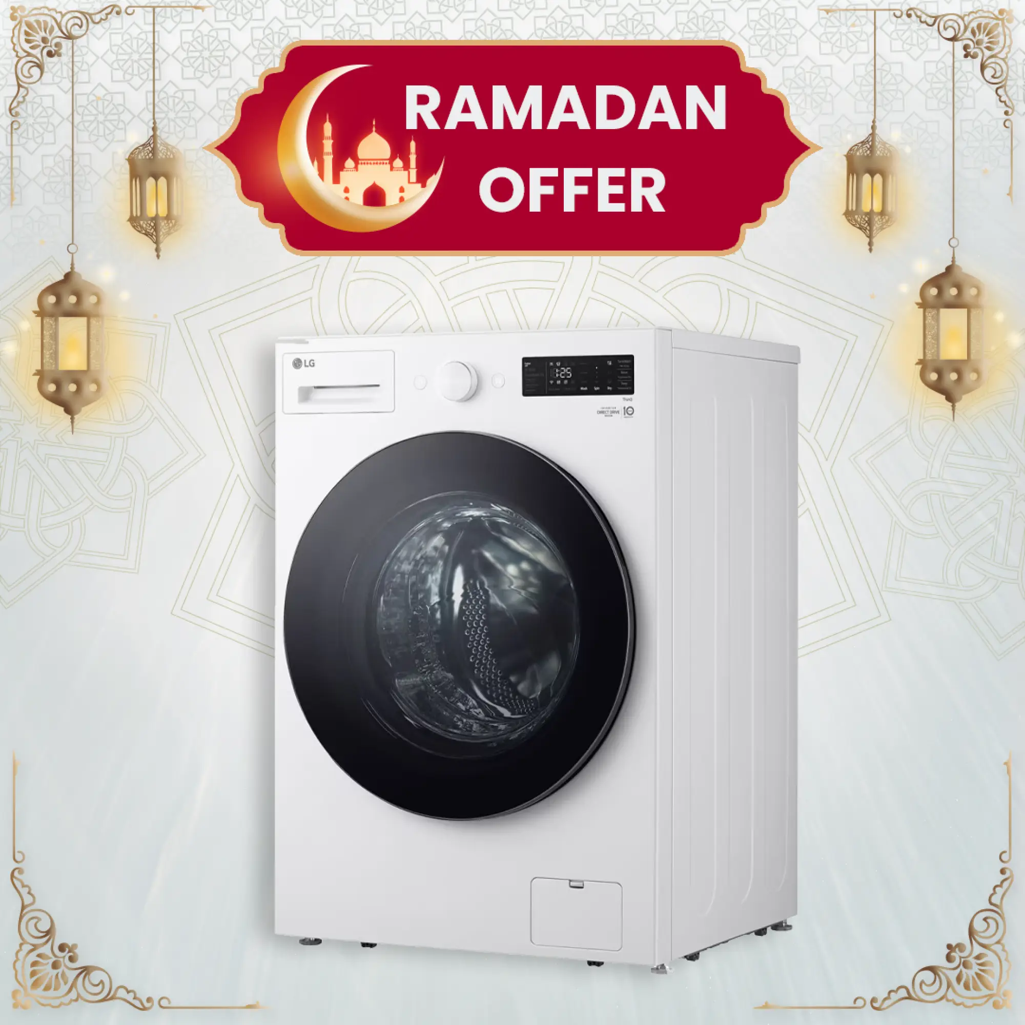 Photo of غسالة إل جي بسعة 20/10 كيلو، بتقنية AI DD™، البخار (Steam™)، و TurboWash™ 360، باللون الأبيض المميز