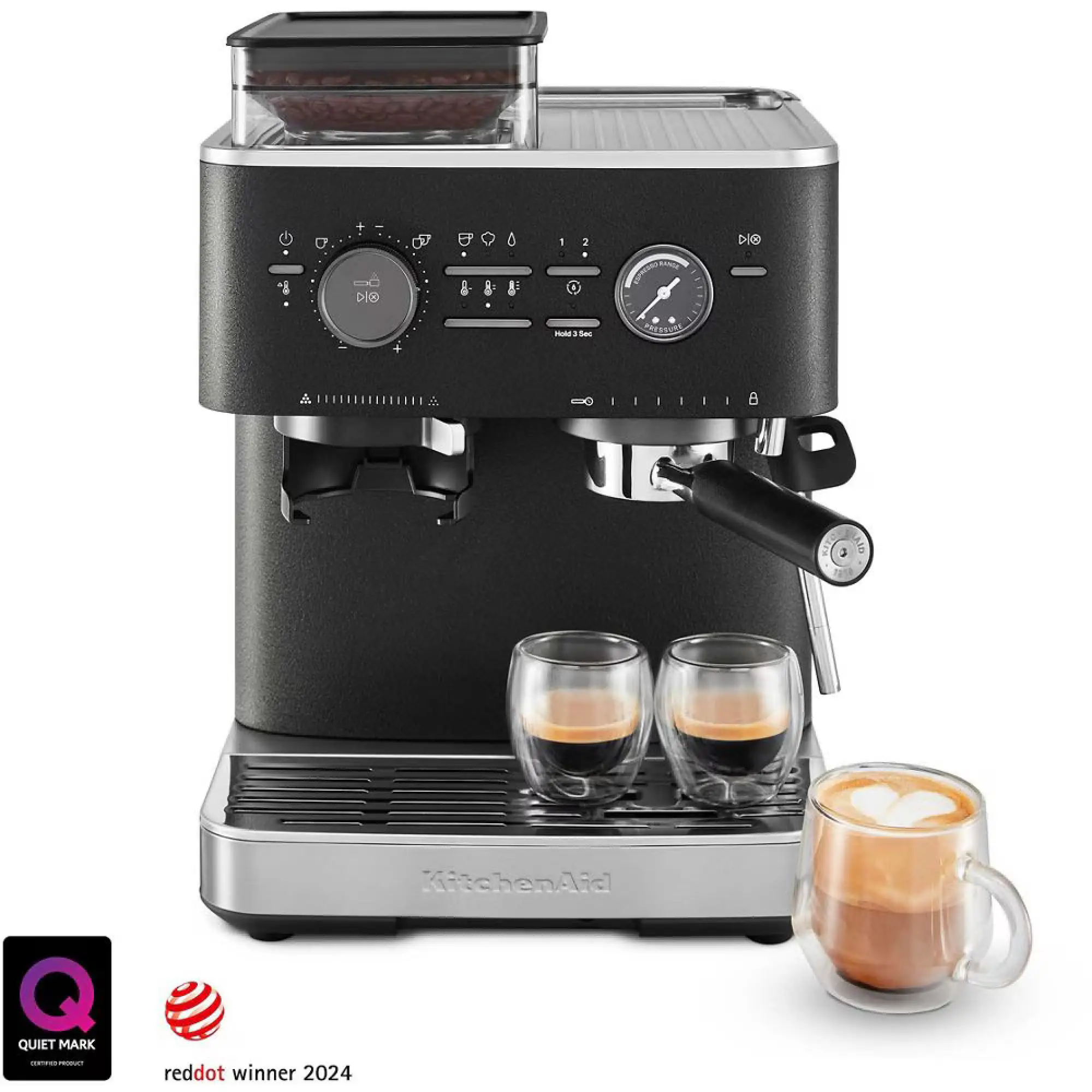 Photo of ماكينة تحضير الإسبريسو شبه الأوتوماتيكية من كيتشن إيد مع مطحنة مدمجة - لون أسود حديدي  | 5KES6551BBK
