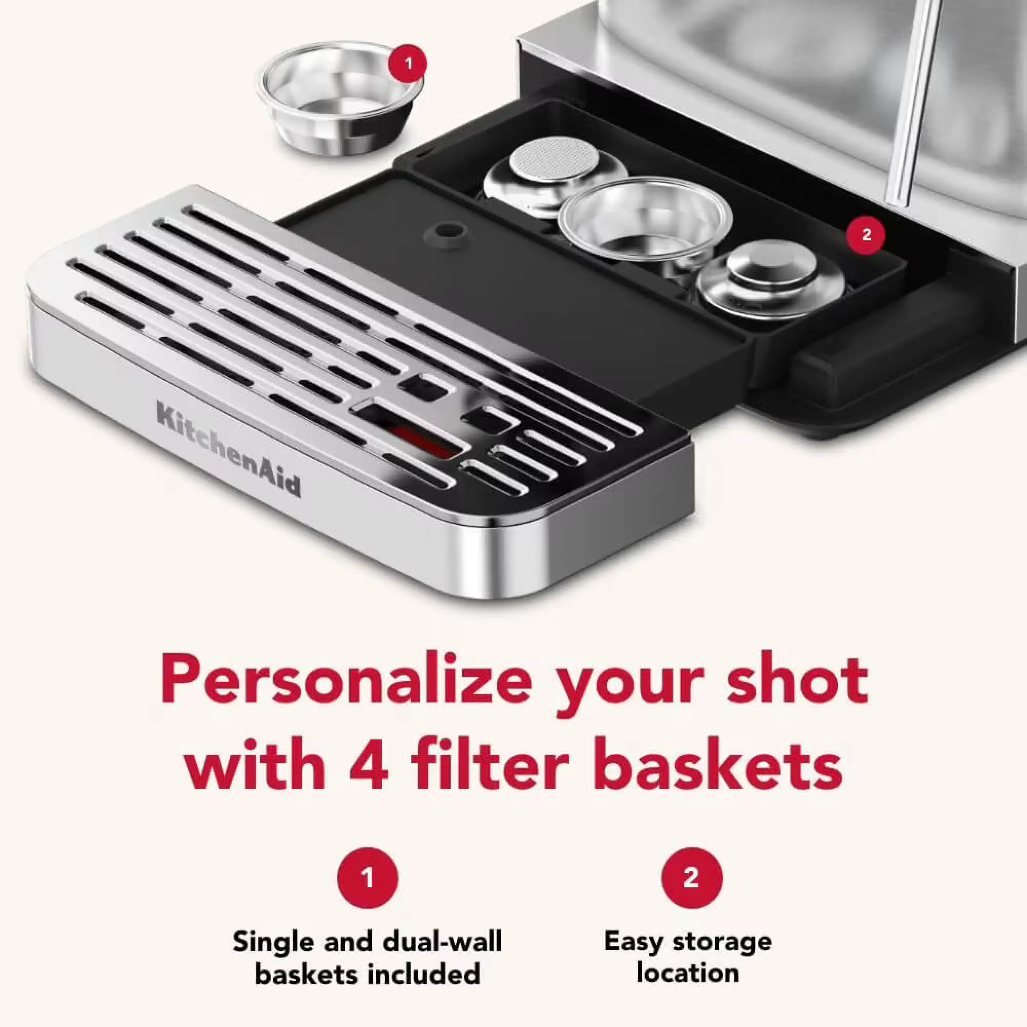 Photo of ماكينة إسبريسو كيتشن آيد شبه الأوتوماتيكية مع مطحنة مدمجة - موديل 5KES6551BSX - ستانلس ستيل | 5KES6551BSX