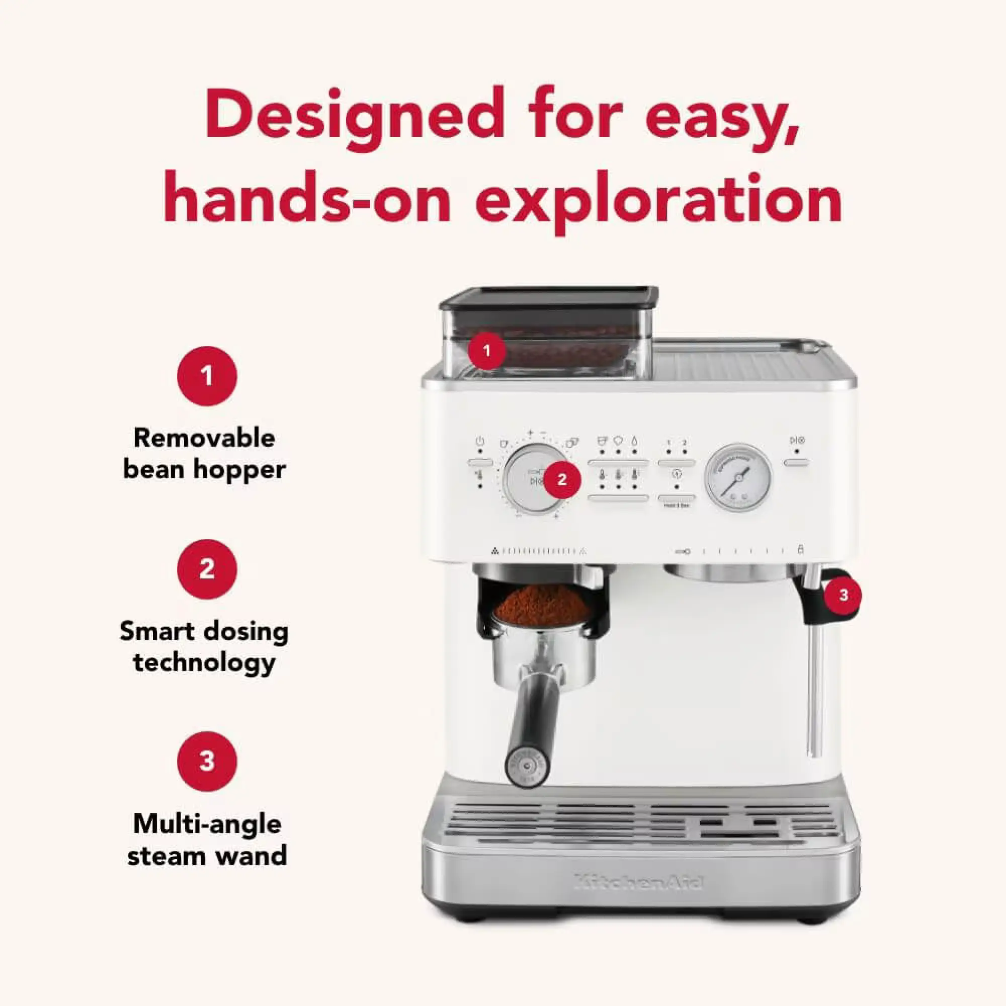 Photo of ماكينة صنع قهوة إسبريسو نصف أوتوماتيكية من كيتشن أيد موديل 5KES6551BPL - لون أبيض بورسلين (Porcelain White) | ضمان لمدة 2 سنةماكينة صنع قهوة إسبريسو نصف أوتوماتيكية من كيتشن أيد موديل 5KES6551BPL - لون أبيض بورسلين (Porcelain White) | 