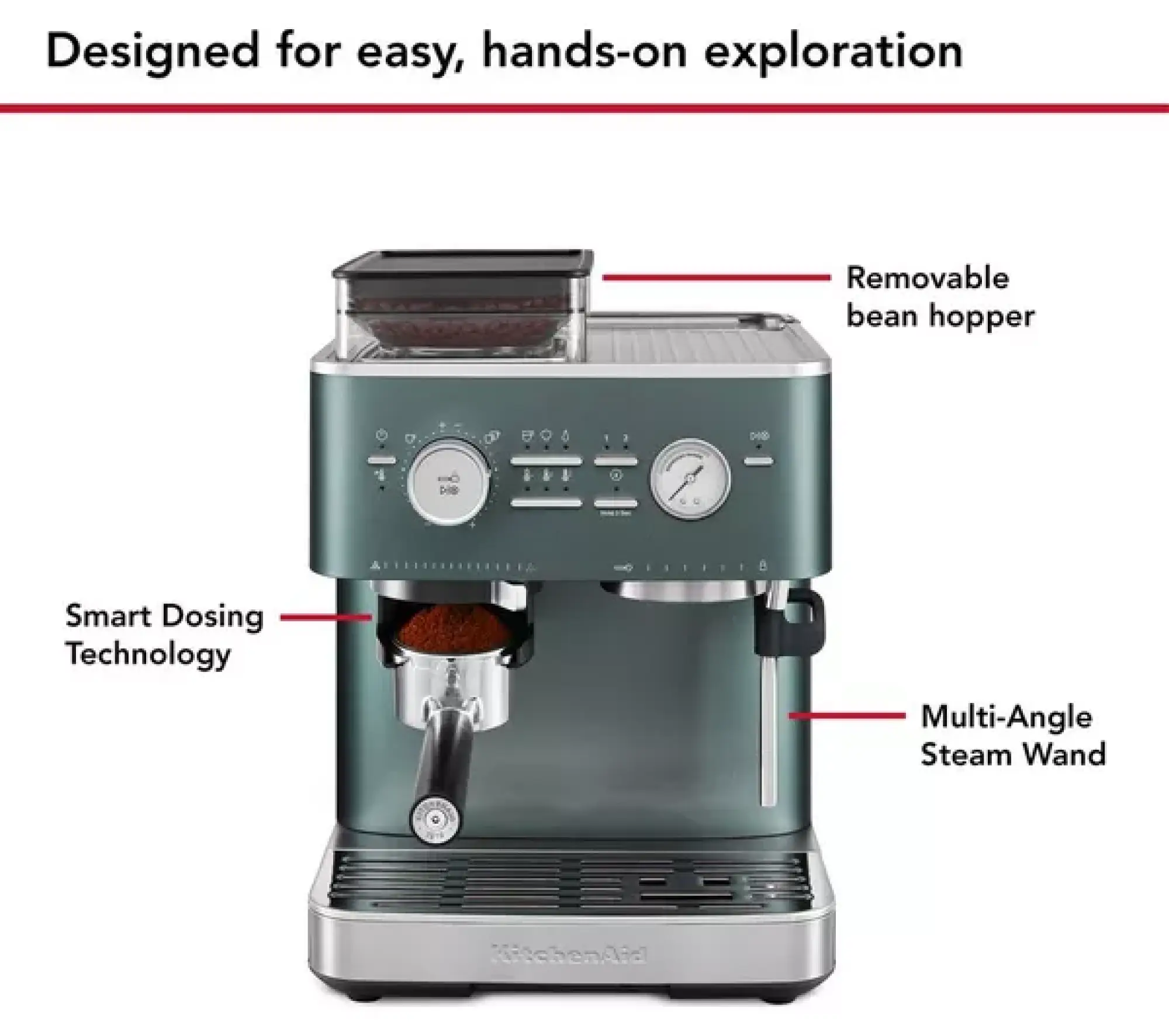 Photo of صانعة القهوة شبه الأوتوماتيكية كيتشن إيد لون أخضر غامق (جونيبر) 5KES6551BJP