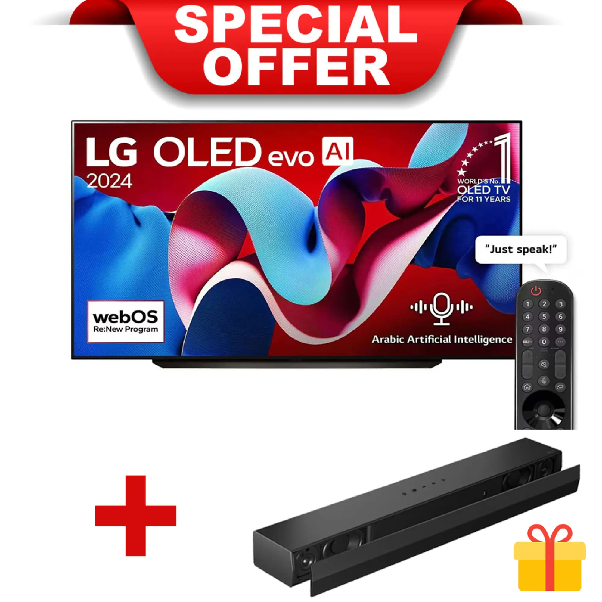 Photo of تلفزيون LG OLED evo AI C4 4K الذكي مقاس 83 بوصة المدعوم بجهاز التحكم AI Magic remote وتكنولوجيا الصوت Dolby Vision وواجهة webOS24 طراز OLED83C46LA عام (2024)