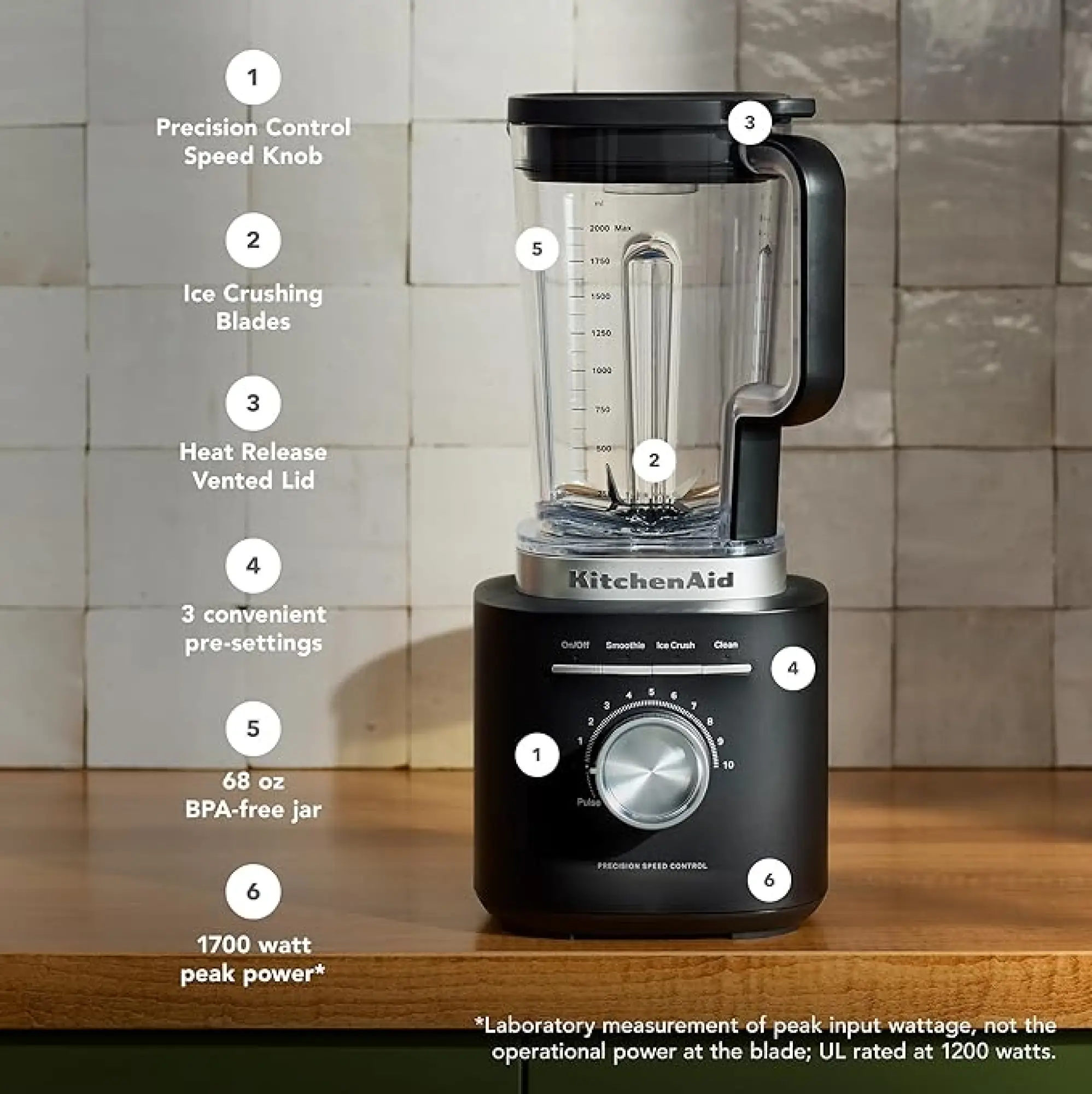 Photo of KitchenAid Pure Power Blender - Matte Black (5KSB2073BBM)
