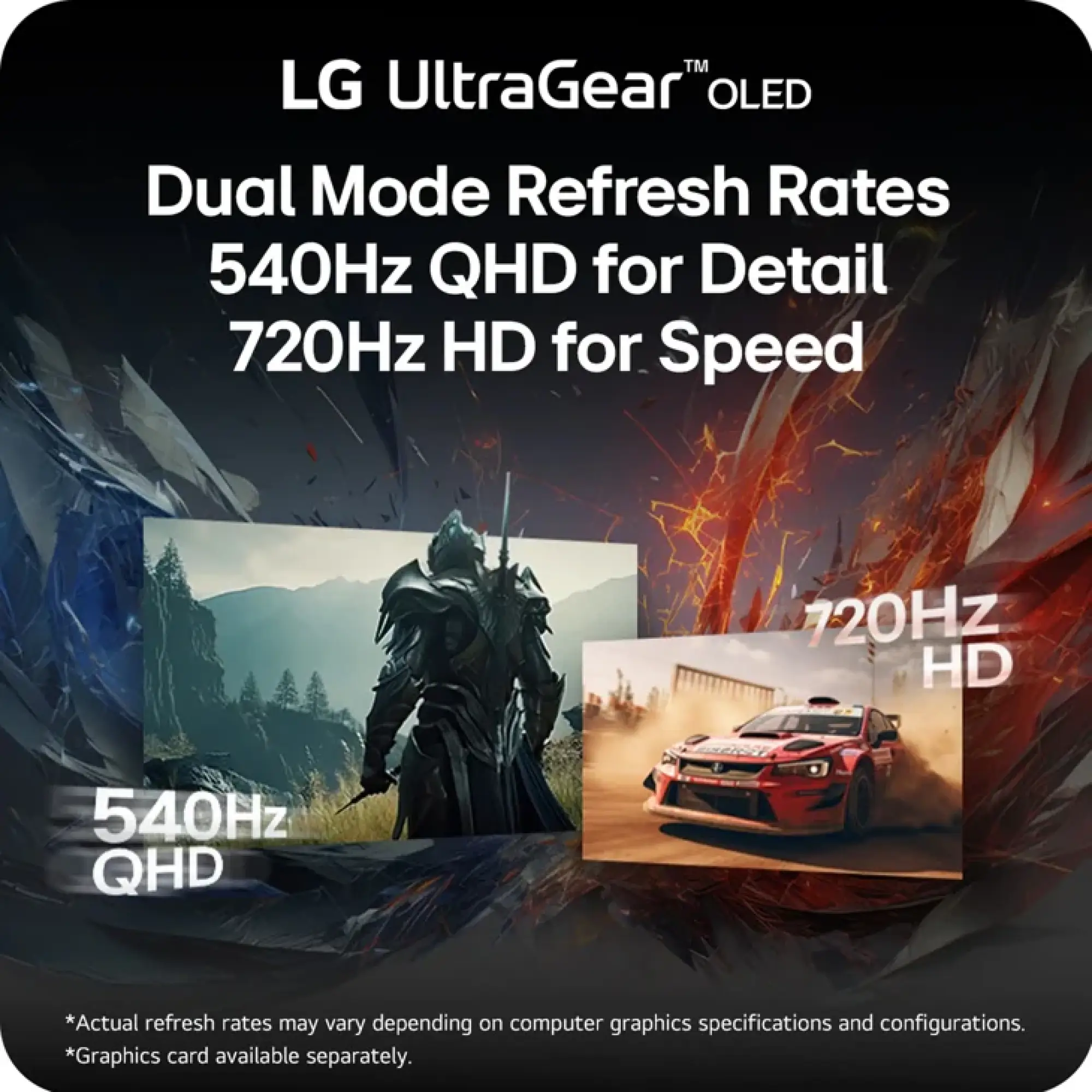 Photo of 27 Inch UltraGear™ OLED Dual Mode QHD 540Hz or HD 720Hz 0.02ms G-Sync® Compatible DisplayPort 2.1 Gaming Monitor