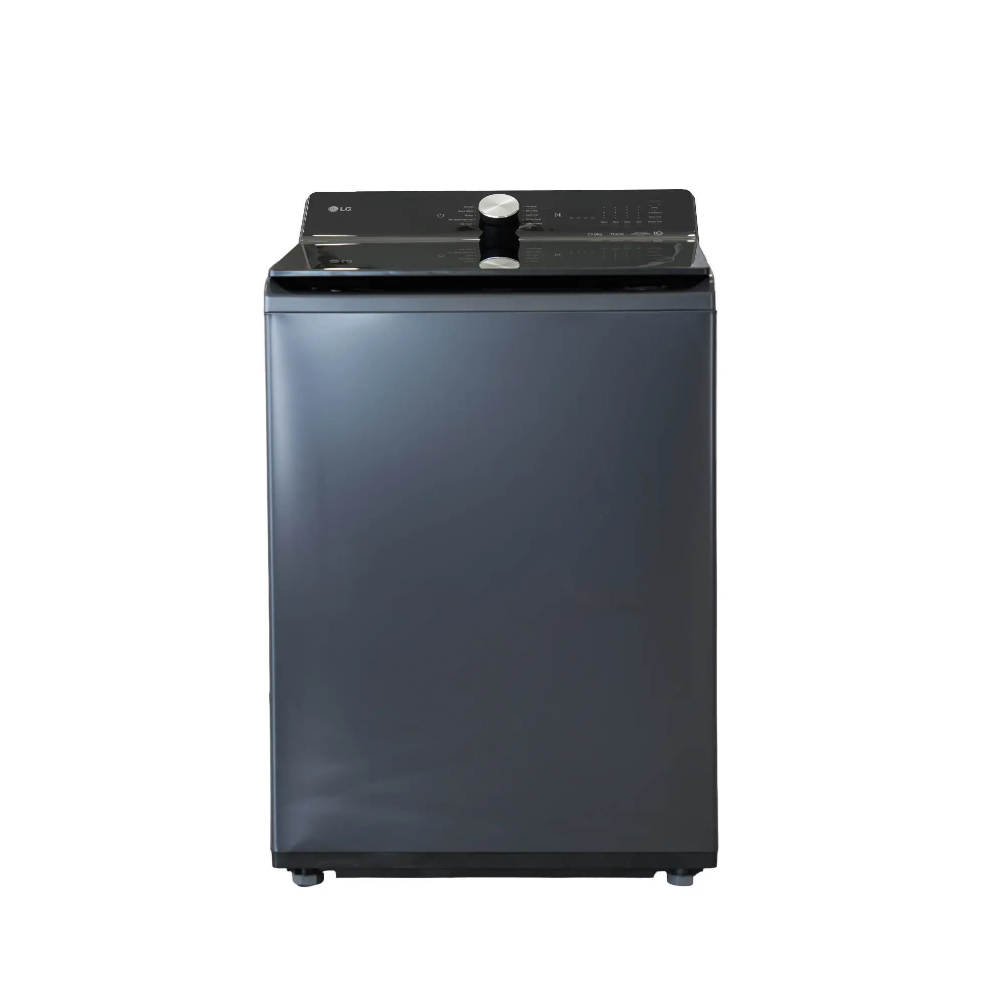 Photo of غسالة ملابس إل جي فتحة علوية، سعة 23 كجم مع تقنيات AI DD و TurboWash 3D والتشخيص الذكي - لون رمادي.