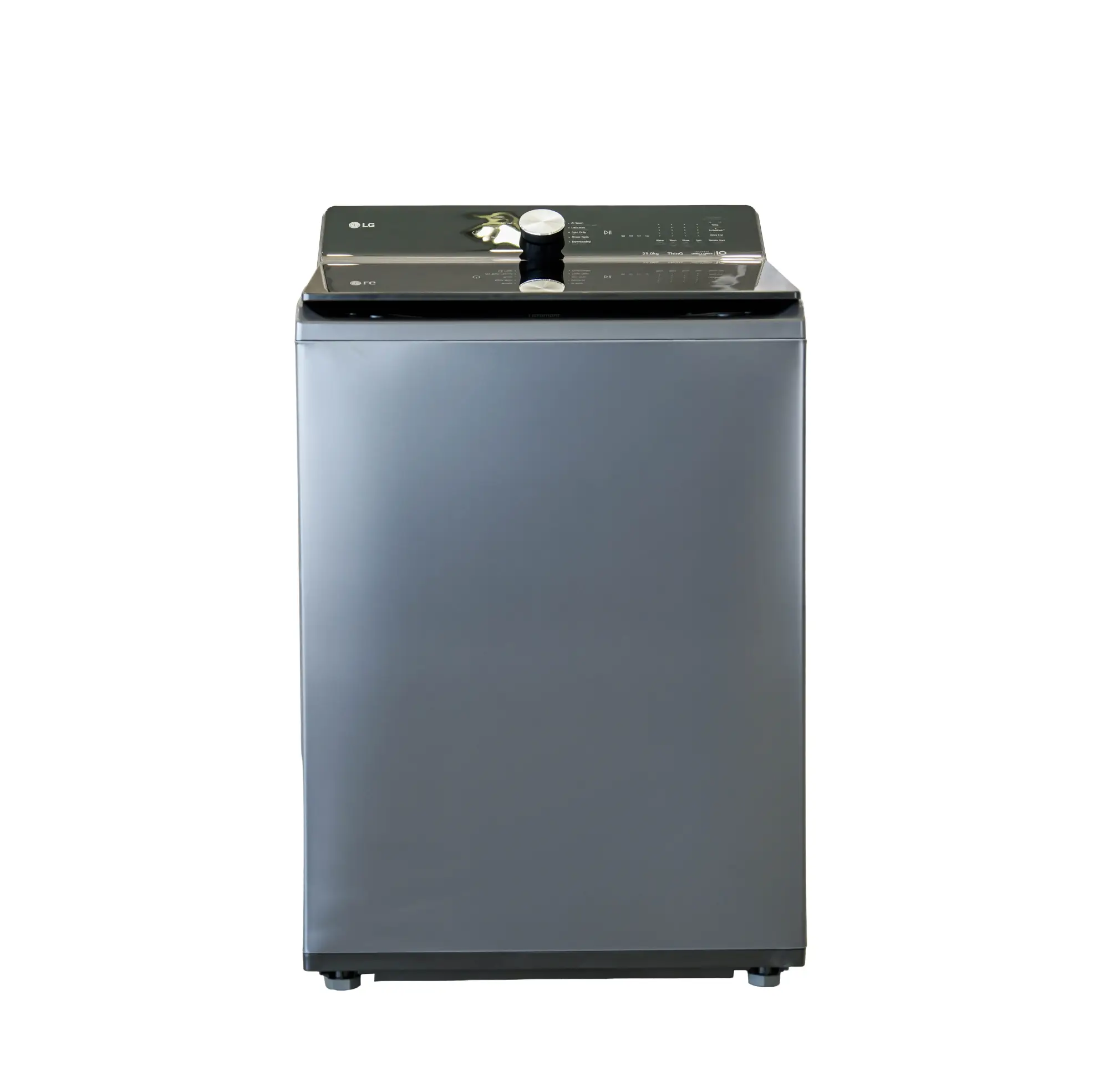 Photo of غسالة ملابس إل جي فتحة علوية، سعة 25 كجم مع تقنيات AI DD و TurboWash 3D والتشخيص الذكي - لون رمادي.
